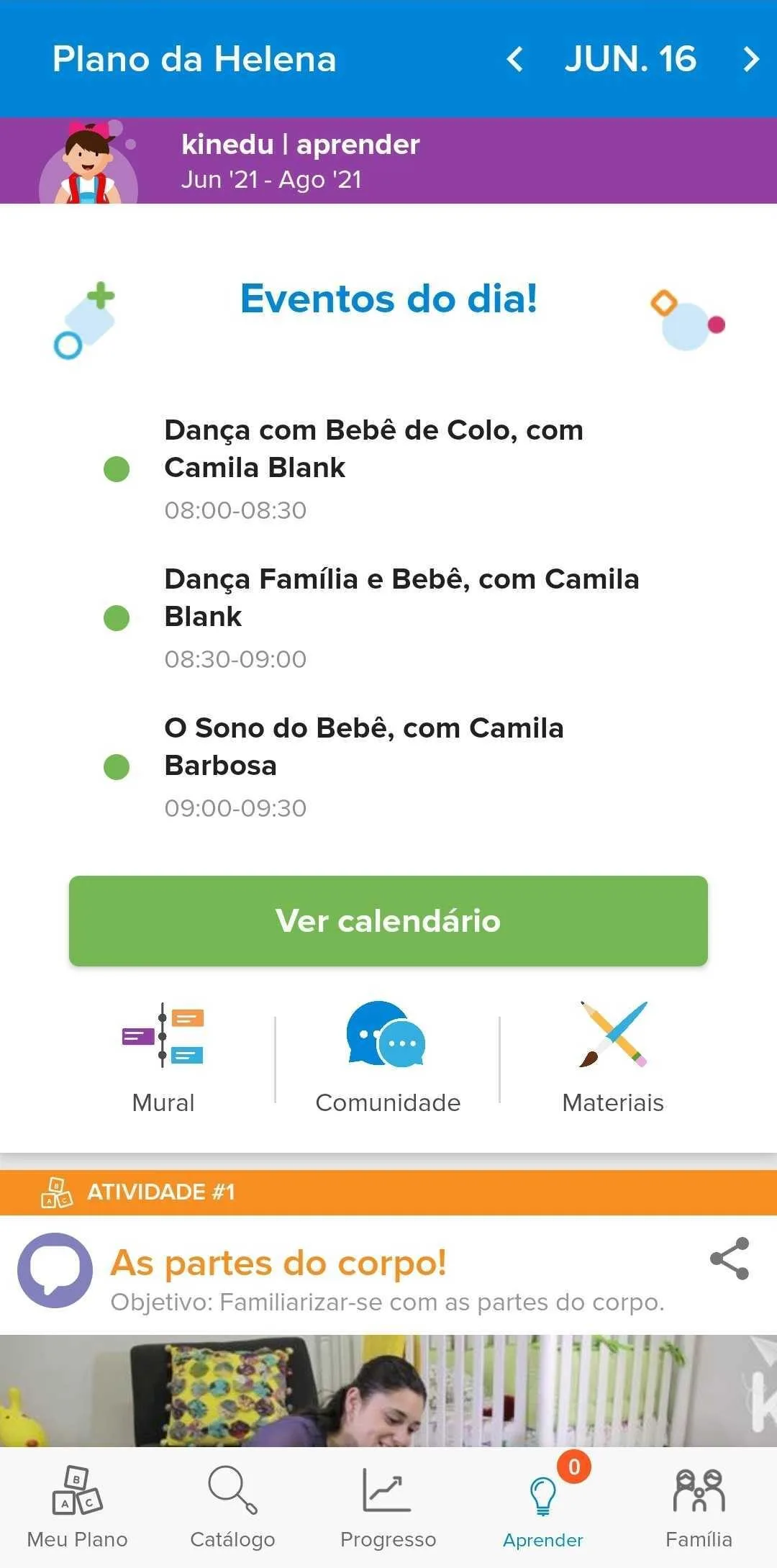 próximas aulas do kinedu aprender